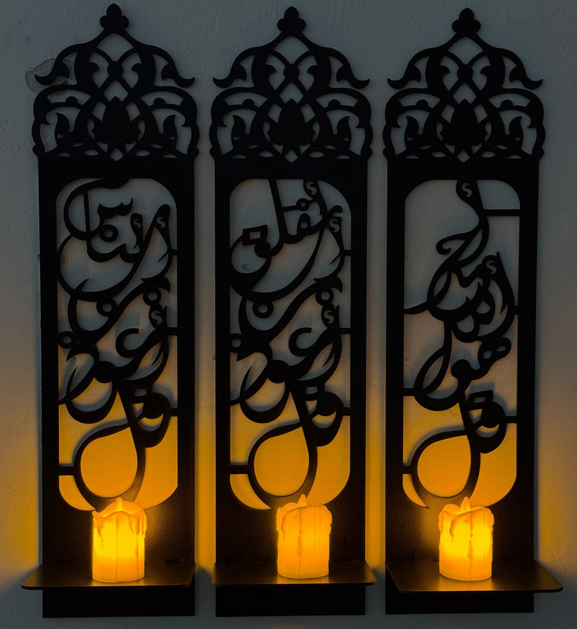 3 Qul Arabic Calligraphy Candle Shelf – Set of 3