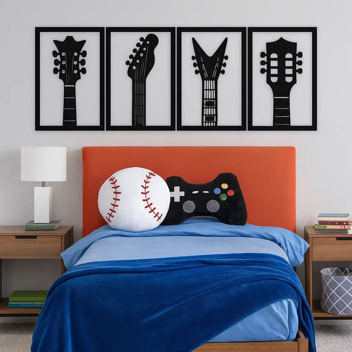 4-Frame Guitar Headset Wall Art