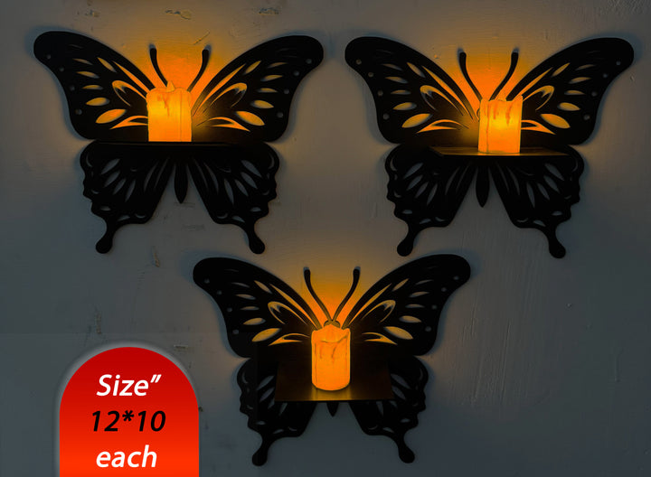 Butterfly Glow Candle Shelf – Set of 3
