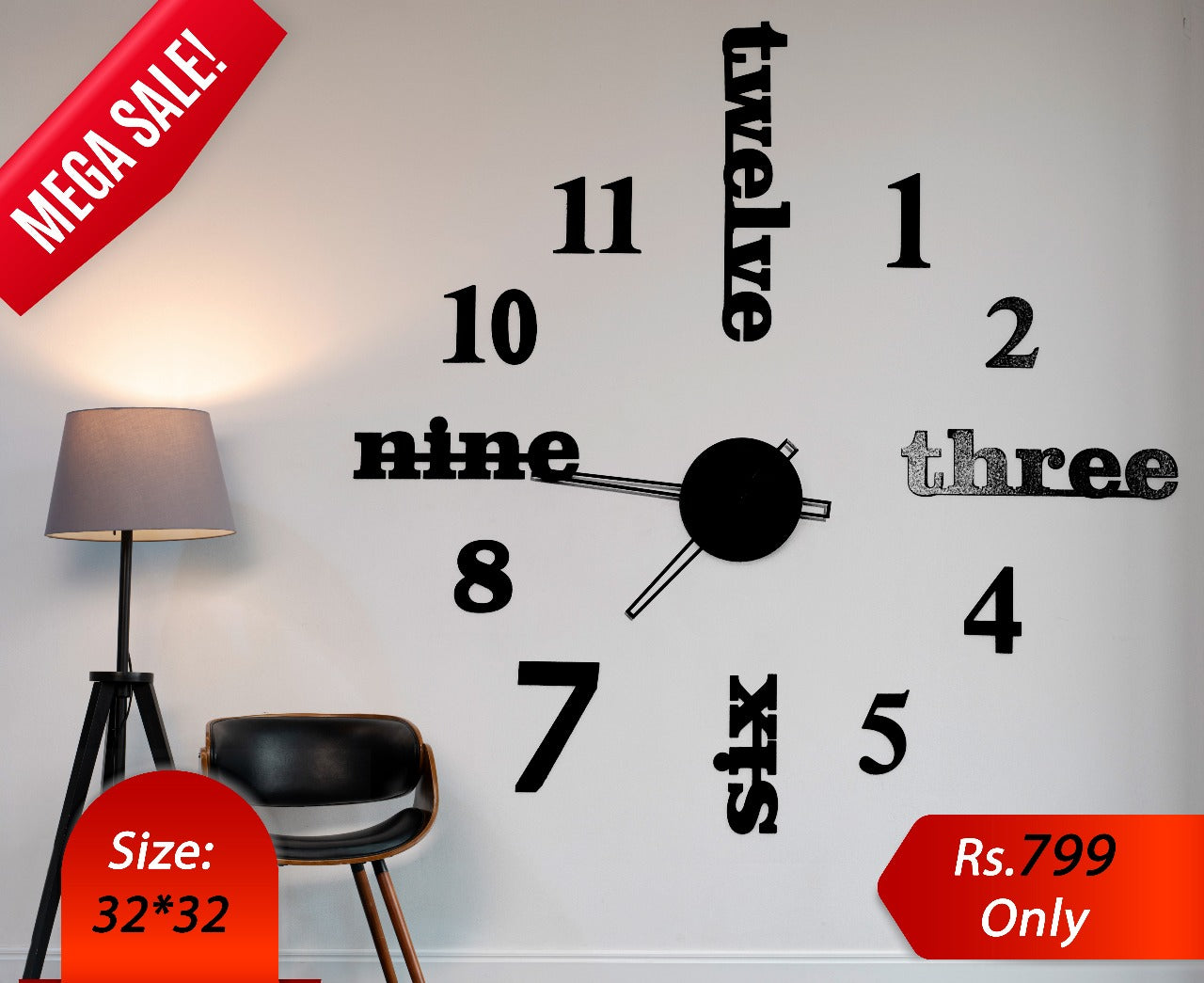 Typography Wall Clock